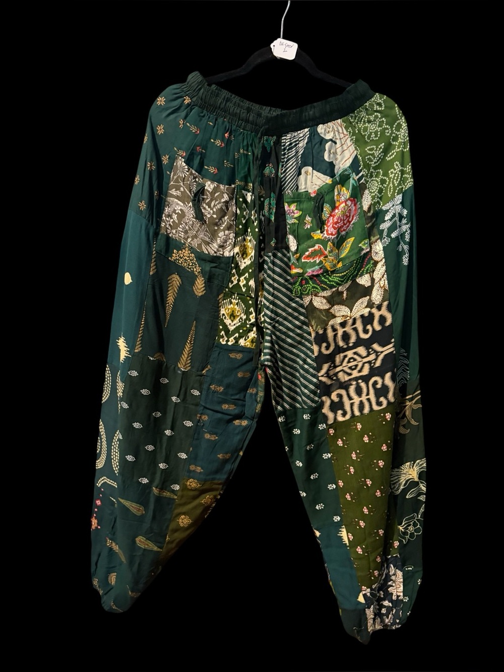 Green #2 NWT 100% rayon patchwork jogger bottom pants